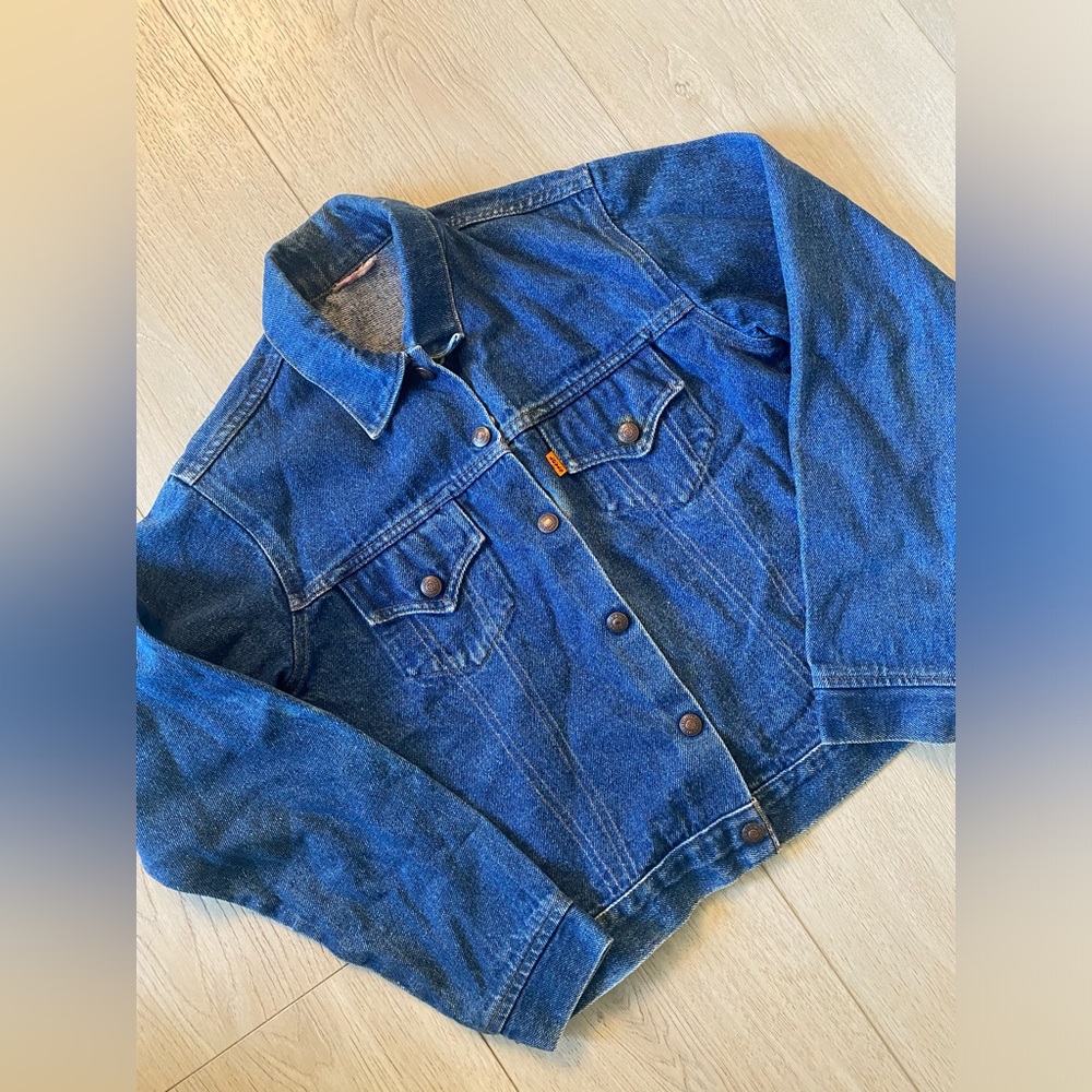 Vintage Levi’s Orange Label Cropped Denim Jacket In Blue Wash | Women’s XS